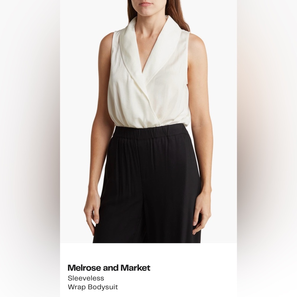 Sleeveless White Blouse thong bodysuit, XXS, NWT